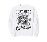 Just Here For The Cowboys Retro Western Vibes Sudadera