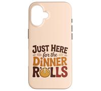Just Here for The Dinner Rolls Groovy 70s Retro Acción de Gracias Carcasa para iPhone 16