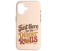 Just Here for The Dinner Rolls Groovy 70s Retro Acción de Gracias Carcasa para iPhone 16