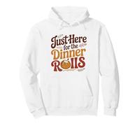 Just Here for The Dinner Rolls Groovy 70s Retro Acción de Gracias Sudadera con Capucha