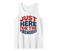 Just Here For The Fireworks Retro Bubble Humor Fiesta Fuegos Camiseta sin Mangas