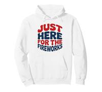 Just Here For The Fireworks Retro Bubble Humor Fiesta Fuegos Sudadera con Capucha