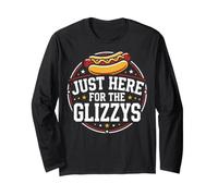 Just Here For The Glizzys Funny Hot Dog Cookout Humor Manga Larga