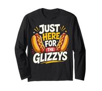 Just Here For The Glizzys Funny Hot Dog Cookout Humor Manga Larga