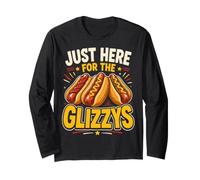 Just Here For The Glizzys Funny Hot Dog Cookout Humor Manga Larga