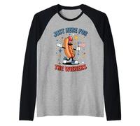 Just Here For The Wieners Chiste Hot Dog Bandera USA Camiseta Manga Raglan