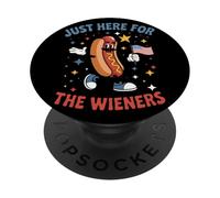 Just Here For The Wieners Chiste Hot Dog Bandera USA PopSockets PopGrip Adhesivo