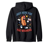 Just Here For The Wieners Chiste Hot Dog Bandera USA Sudadera con Capucha