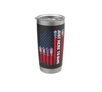Just Here To Bang Fireworks America Flag 4th Of July Vaso térmico de acero inoxidable de doble pared