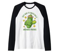 Just Here to Smash Ball Haz Amigos Pickleball Divertido Pickleball Camiseta Manga Raglan