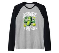 Just Here to Smash Ball Haz Amigos Pickleball Divertido Pickleball Camiseta Manga Raglan