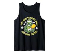 Just Here to Smash Ball Haz Amigos Pickleball Divertido Pickleball Camiseta sin Mangas