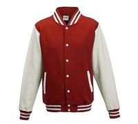 Just Hoods - Chaqueta - cuello mao - Manga Larga - Opaco - para hombre Rojo Fire Red/White Talla:large