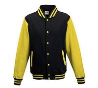 Just Hoods - Chaqueta - cuello mao - Manga Larga - Opaco - para hombre Varios colores Jet Black/Sun Yellow Talla:small