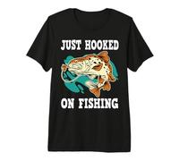Just Hooked on Fishing Funny Fishing Camiseta Premium