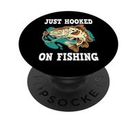 Just Hooked on Fishing Funny Fishing PopSockets PopGrip Adhesivo
