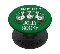 Just Jolly Goose Christmas Silly Festive Goose on The Loose PopSockets PopGrip Adhesivo
