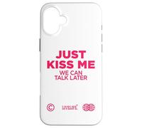 Just Kiss Me. We Can Talk Later Amor San Valentín Backprint Carcasa para iPhone 16 Plus