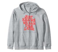 Just Kiss Me We Can Talk Later Chicas Party Estilo Ondulado Retro Sudadera con Capucha