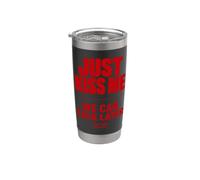 Just Kiss Me We Can Talk Later Funny Romantic Quote Vaso térmico de acero inoxidable de doble pared
