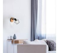 JUST LIGHT. GmbH Aplique de pared Jaro regulable negro/madera 1 luz
