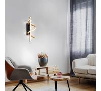 JUST LIGHT. GmbH Aplique de pared LED Emanda, negro/dorado, hierro, aluminio