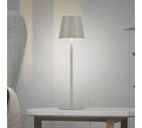 JUST LIGHT. Euria lámpara de mesa LED recargable, hierro gris-beige IP54
