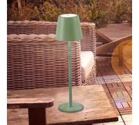 JUST LIGHT. Euria lámpara de mesa LED recargable, verde, hierro, IP54