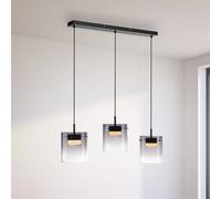 JUST LIGHT. GmbH JUST LIGHT. Lámpara colgante LED Elio, cristal ahumado, 3 luces, negro