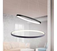 JUST LIGHT. GmbH Lámpara colgante LED Circle, antracita, versión de 2 luces