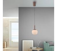 JUST LIGHT. GmbH Lámpara colgante LED Nami, de una luz, blanco/arena, cristal, hierro