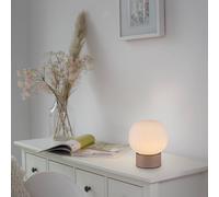JUST LIGHT. GmbH Lámpara de mesa LED Nami, blanco/arena, cristal, hierro, altura 17 cm