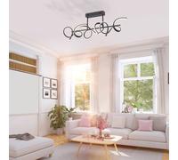 JUST LIGHT. Lámpara LED de techo Curls, negra, metal, 82 cm de largo, atenuable EC:EPREL:921462