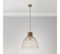 JUST LIGHT. Lámpara colgante Alami mango madera latón mate 3 luces.