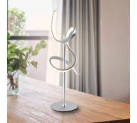 JUST LIGHT. Lámpara de mesa LED Curls, plata, metal, 53 cm de altura, atenuable