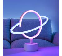 JUST LIGHT. Lámpara de mesa LED Neon Saturn funciona con pilas