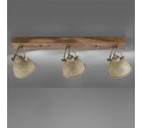 JUST LIGHT. Lámpara de techo Samia 3 luces, madera, beige texturado