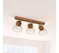JUST LIGHT. Plafón Alami mango madera latón mate 3 luces.