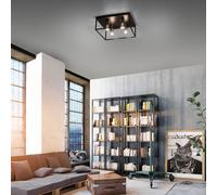 JUST LIGHT. Plafón Fabio, 4 luces, negro/oro