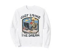 Just Living The Dream Skeleton Trabajando Vida remota en la Playa Sudadera