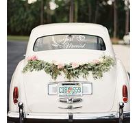 Just Married Adhesivo decorativo para coche de boda, pegatina decorativo para la pared, para bodas, casas, autoadhesivo, Vinilo Modificado Calcomanía Decoración para Coches SUV vehículos