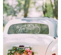 Just Married Adhesivo Decorativo para Coche de Boda, Pegatina para la Pared, para Bodas, Casas, Autoadhesivo, Vinilo Modificado Calcomanía Decoración para Coches SUV Vehículos, Estilo anillo corazón