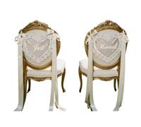 Just Married Chair, Lace Sign 2 Piece Lace Heart With 3 Meters Ribbon | Wedding Chair Banners , For Ceremony Bridal Shower Church Banquet Hall Welcome Table