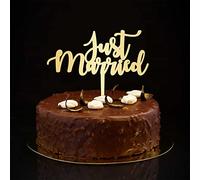 Just Married - Decoración rústica para tartas de boda Mr & Mrs, silueta personalizada para novia y novio, decoración de pastel para despedida de soltera, regalos de boda para pareja, dorado, 6