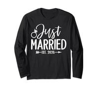 Just Married EST 2026 Honeymoon Wedding Couples Matching Manga Larga