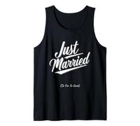 Just Married So Far So Good Elegante Script Fun Luna de miel Camiseta sin Mangas