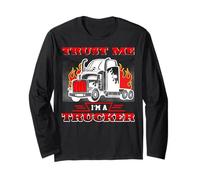Just Me I Am A Trucker Funny Trucking Truck Driver Manga Larga