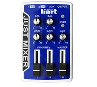 JUST MIXER - Mezclador Audio/DJ - Mezclador de audio de bolsillo portátil alimentado con batería/USB - 3 canales estéreo (3,5mm ) e interruptor On/Off (Azul)