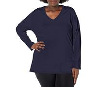 Just MY Size Camiseta de Manga Larga con Cuello en V para Mujer, Azul Marino (Hanes Navy), 2X