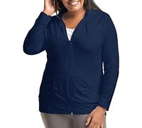 Just My Size Women's Full Zip Jersey Hoodie, Navy, 5X